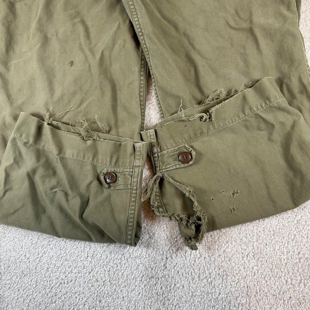 Vintage 40s WWII Military Field Sateen Trousers Mens 32 Olive Distressed M-1943 - Picture 9 of 16